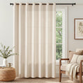 Linen Curtain 84 Inch Light Filtering Grommet 1 Panel Beige X8889