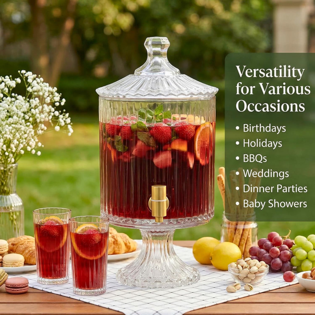 1.2 Gallon Clear Glass Drink Dispenser with Spigot B142972