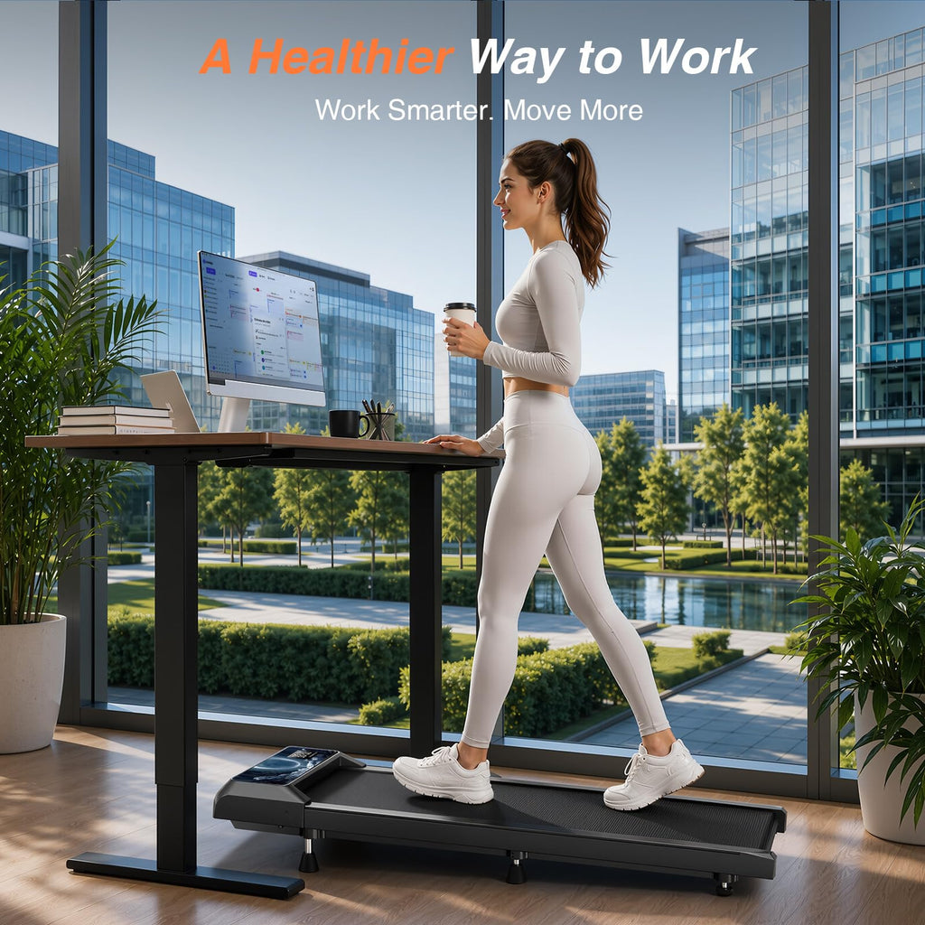 Walking Treadmill Pad with Adjustable 8% Incline and Handle Bar W333983