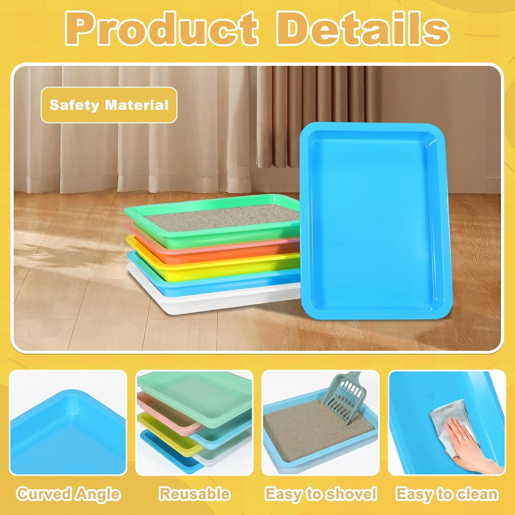 6 Pcs Low Entry Portable Litter Box with Scooper T4672