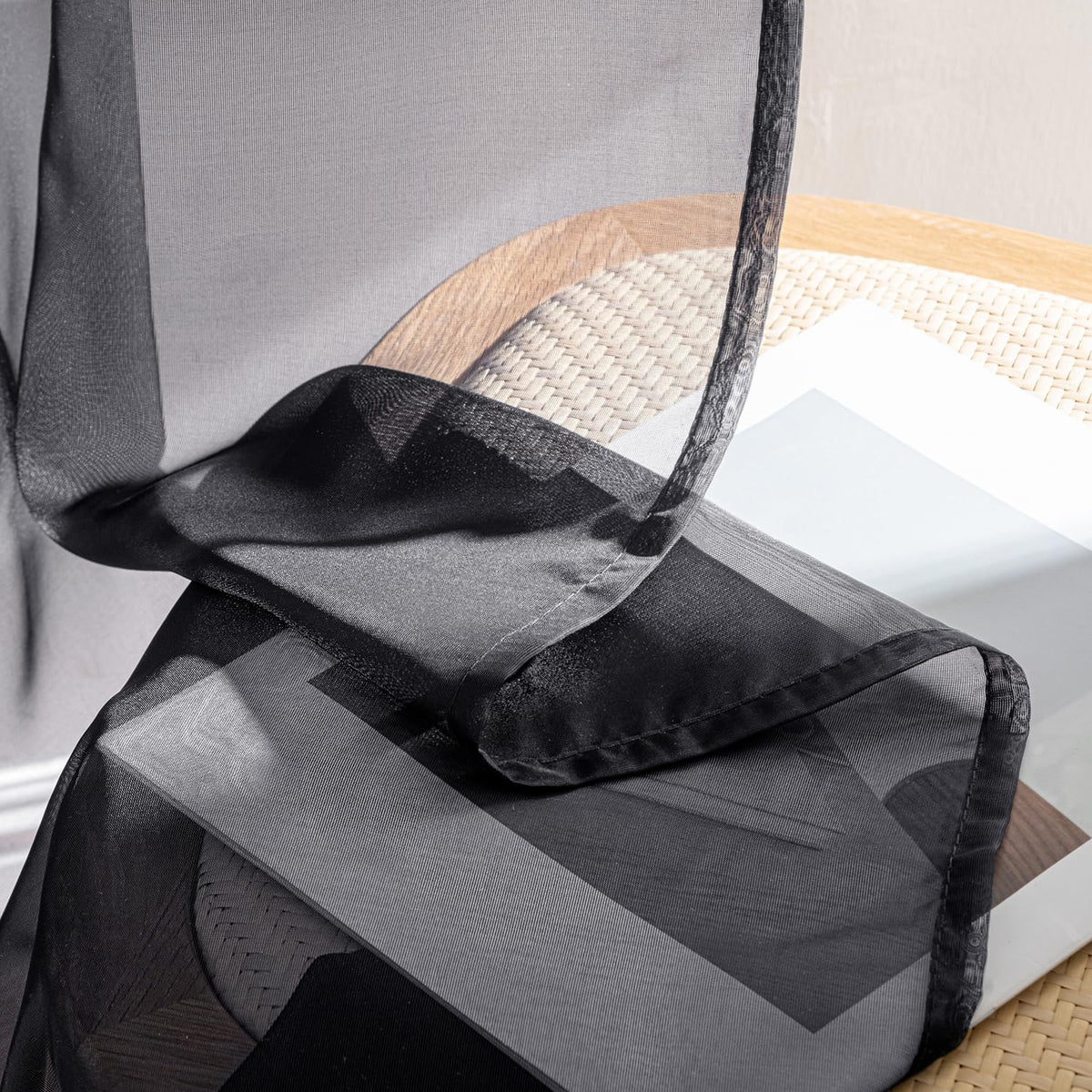 Black Sheer Curtains 84 Inches Long 4 Panels D565