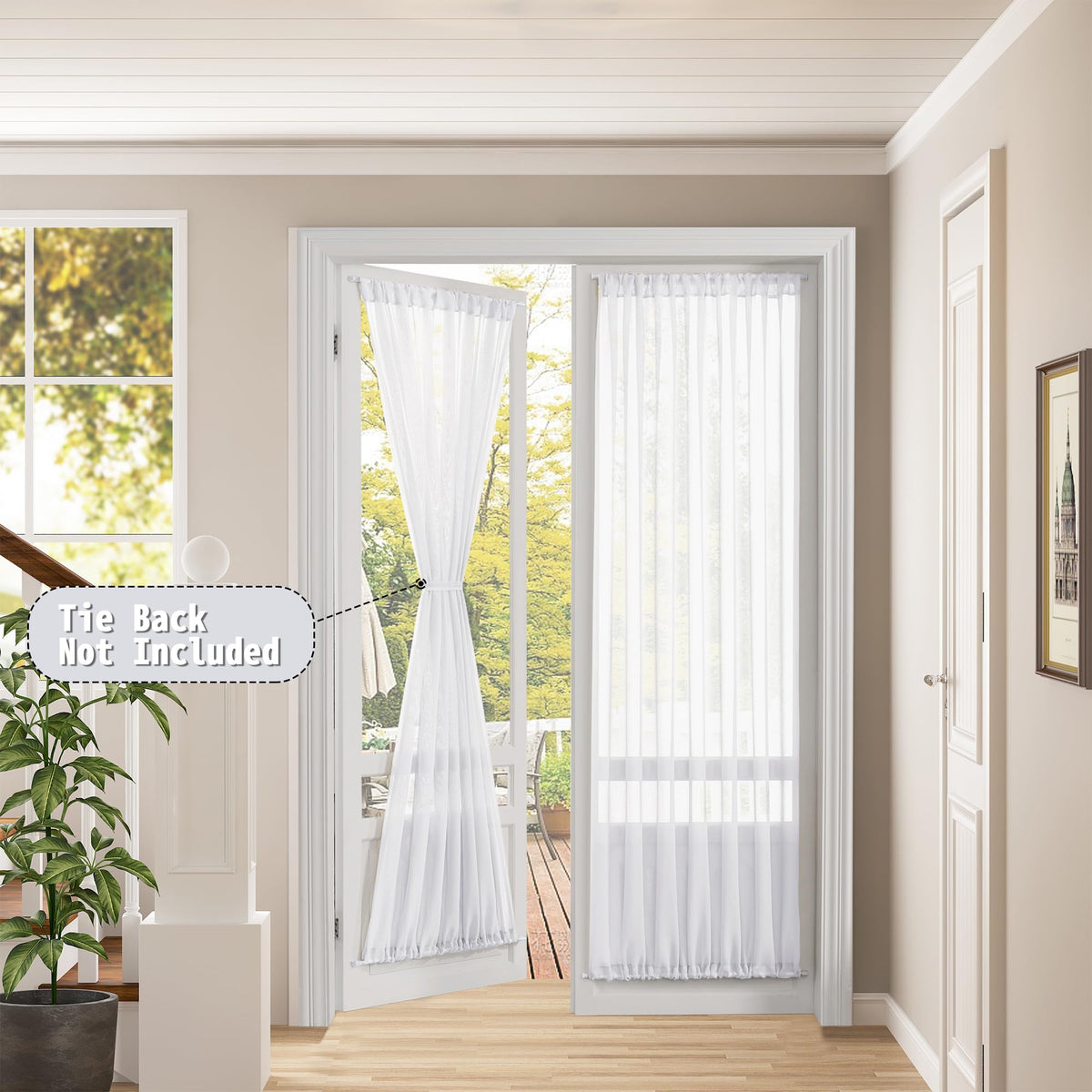 White Linen Textured Sheer Curtains, 25 x 72 Inches, 1 Panel Q9554