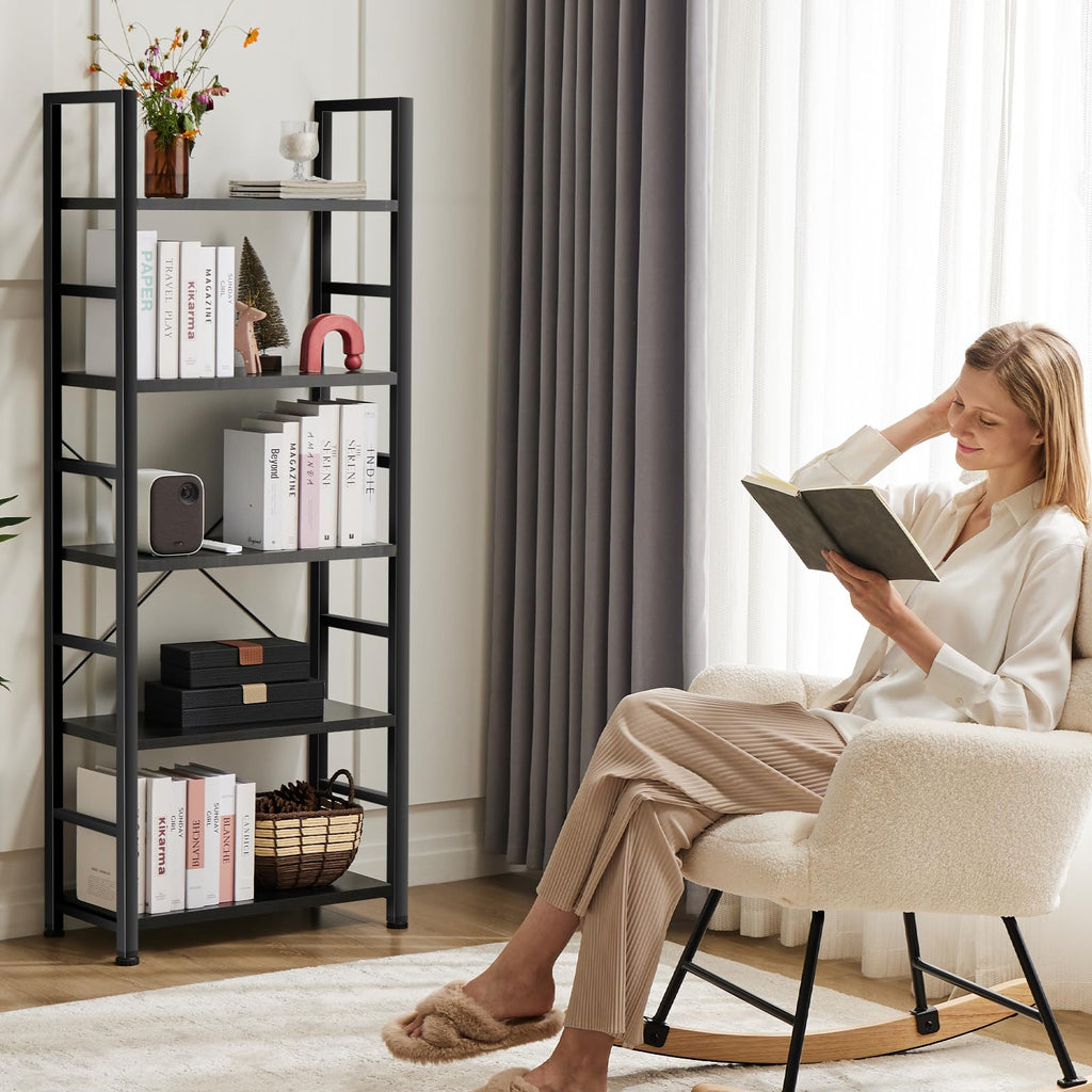 5 Tier Black Bookshelf C638