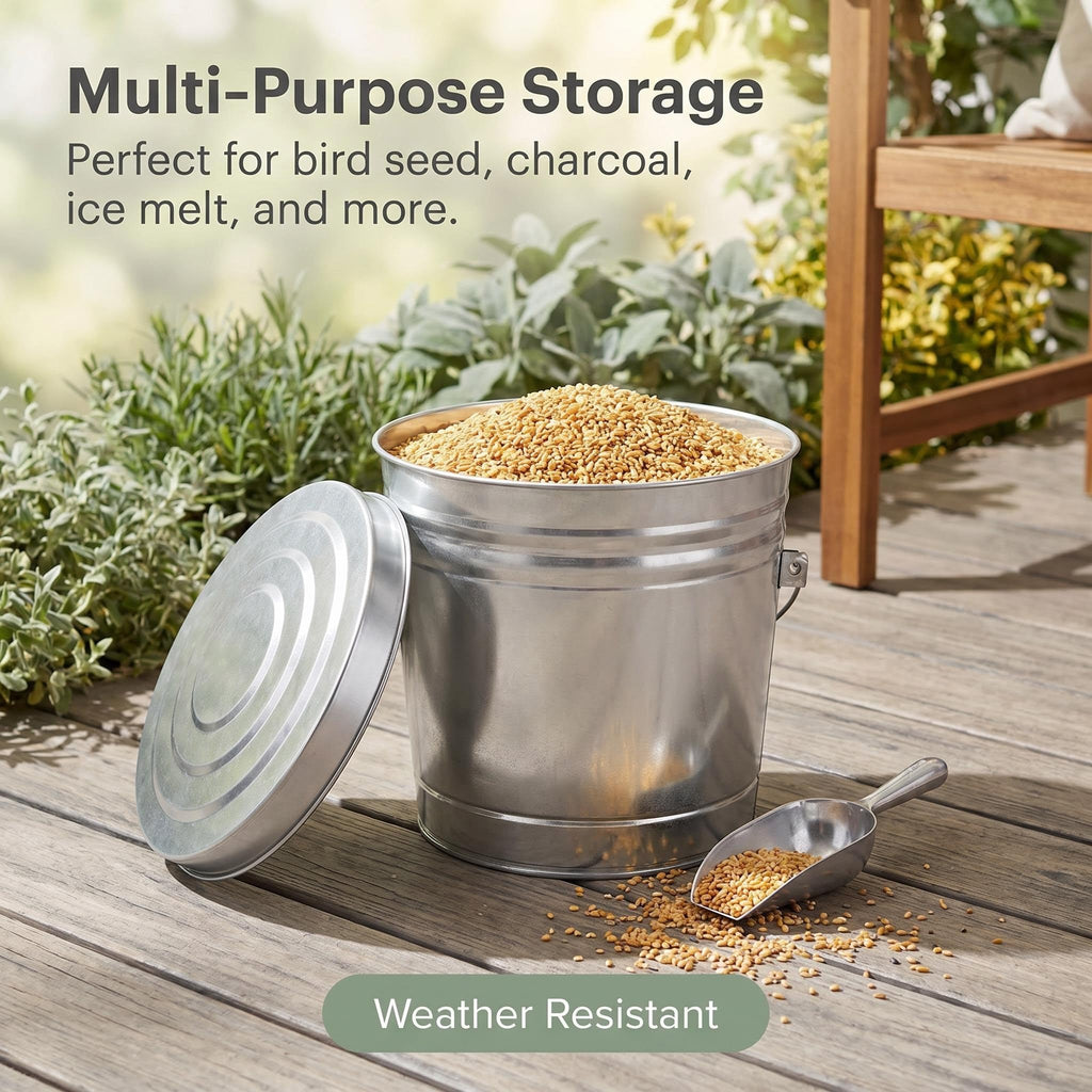 Galvanized Steel 6 Gallon Trash Can with Locking Lid T529