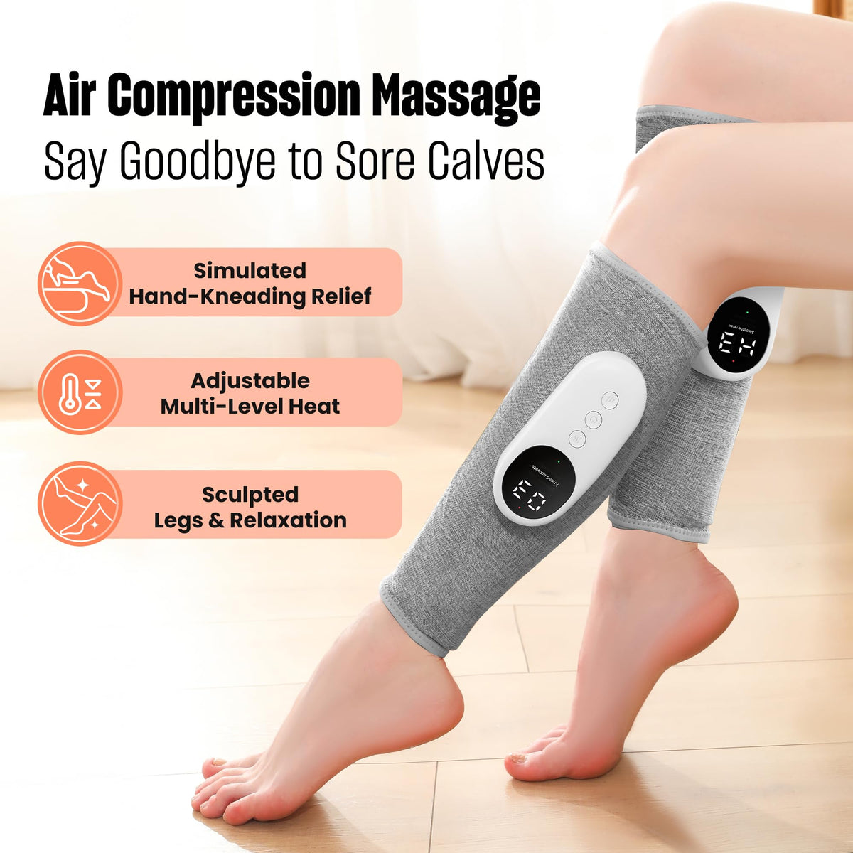 Light Gray Leg Massager with Heat and Compression Z758