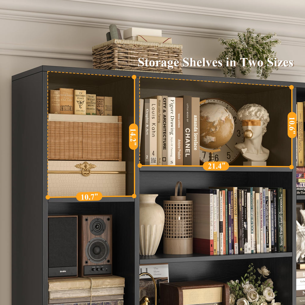 72" Tall Black Bookshelf with Storage K31290