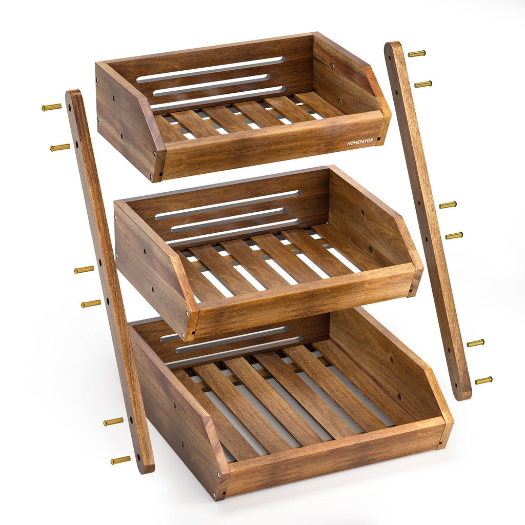 3-Tier Acacia Wood Fruit Basket I711