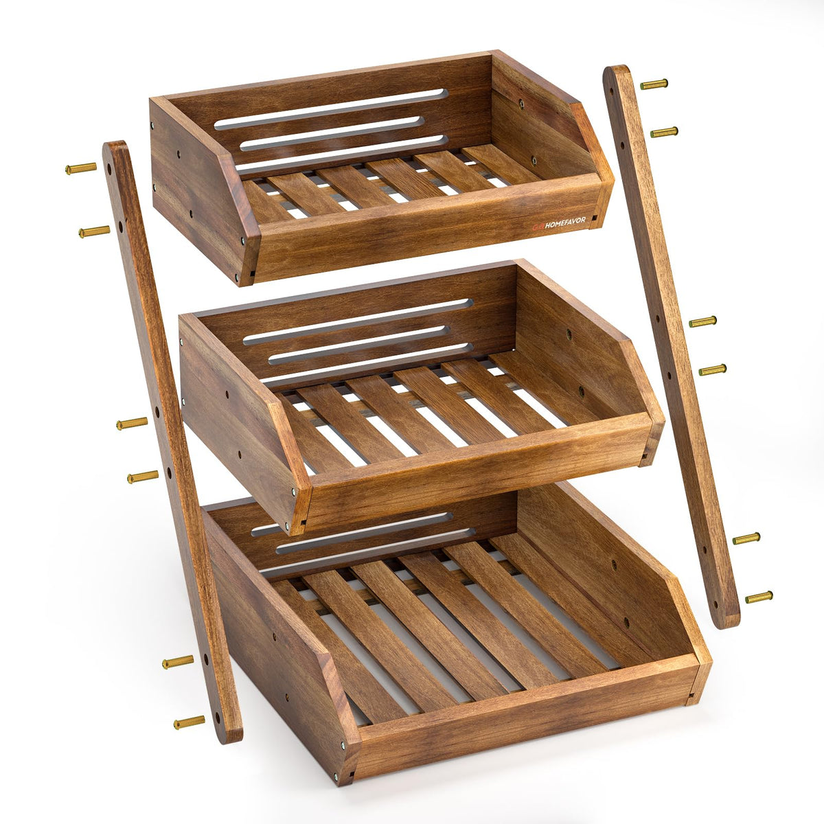 3-Tier Acacia Wood Fruit Basket I711