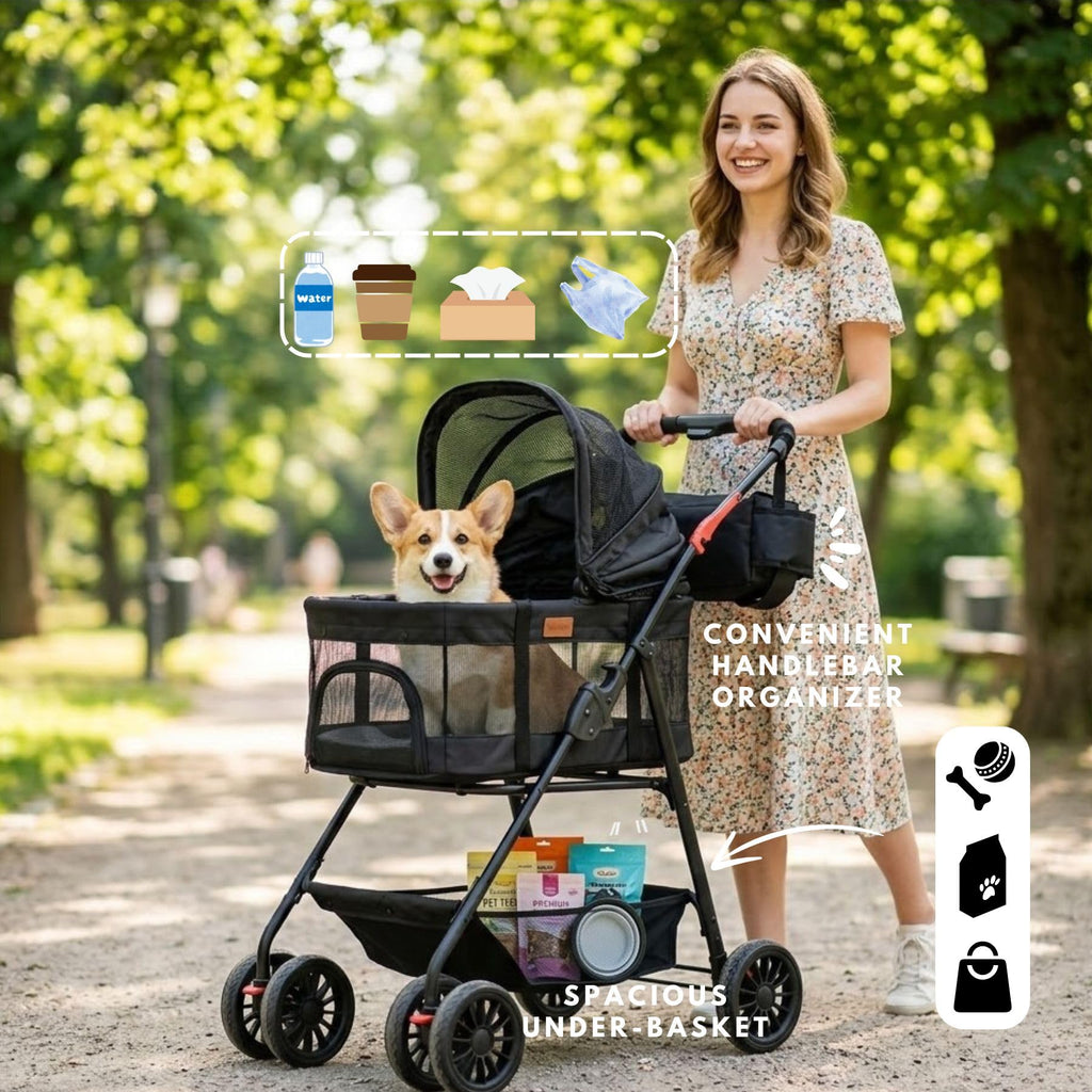 3 in 1 Pet Stroller with Detachable Carrier Y12498