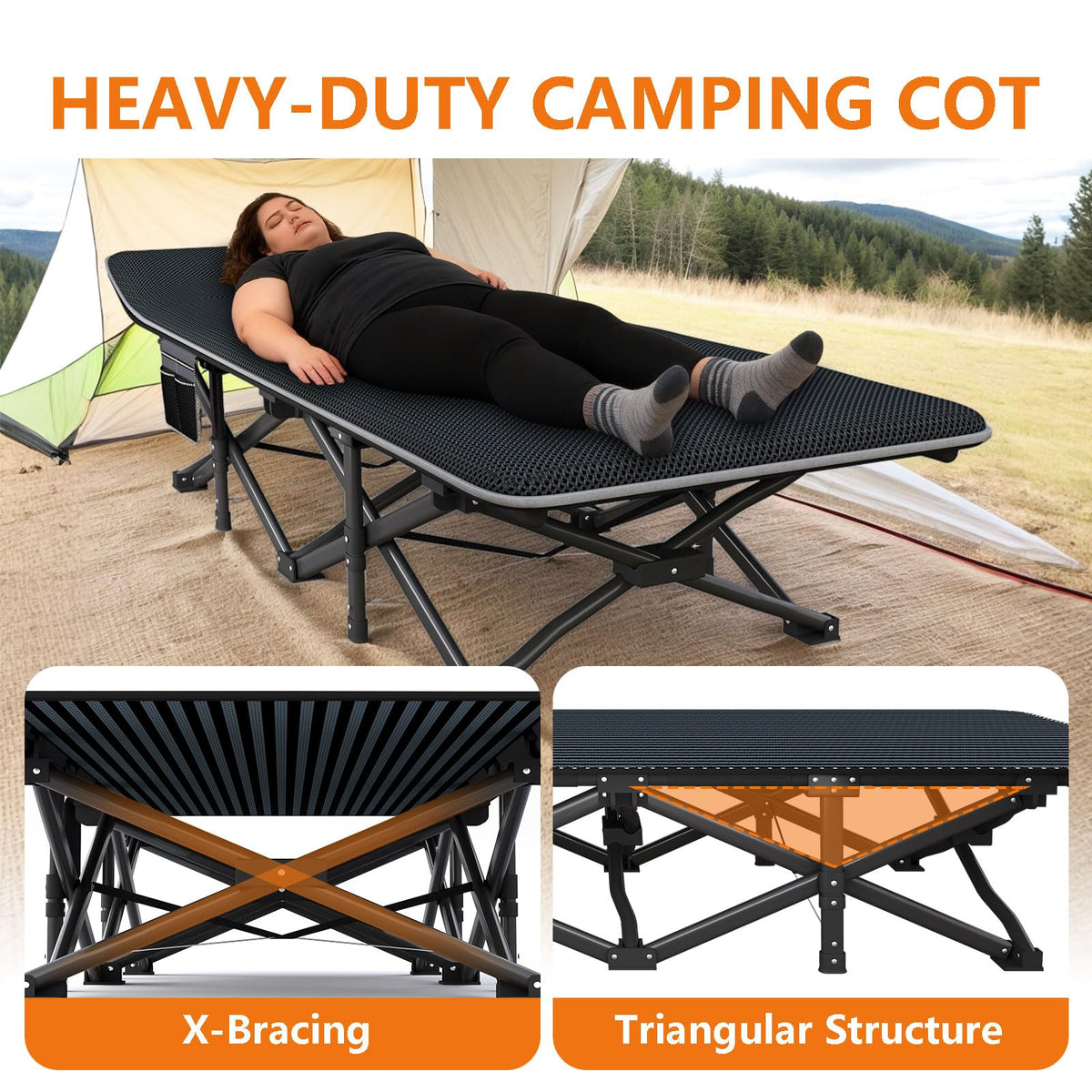 31.5" Wide Camping Cot with Pad O725271