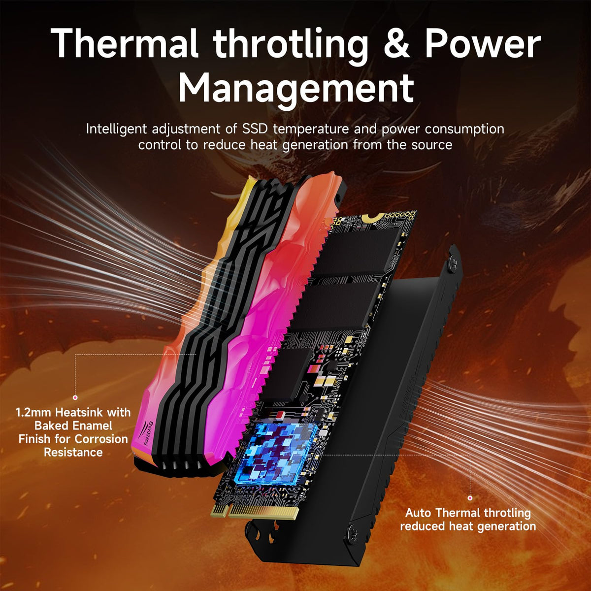 2TB NVMe M.2 SSD PCIe 4.0 Internal Solid State Drive with RGB Heatsink H3598