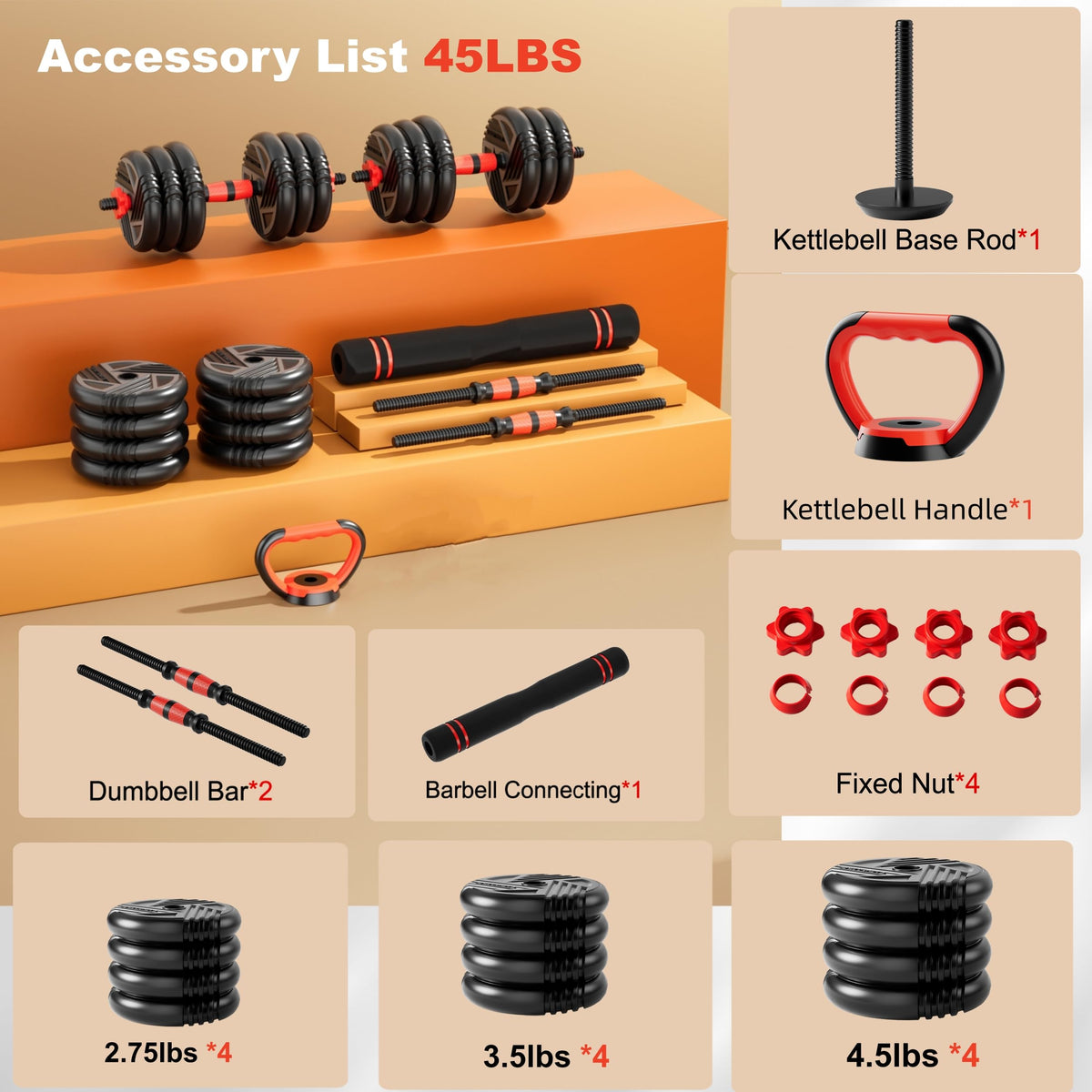 Adjustable Dumbbell Set 5 in 1 W950122
