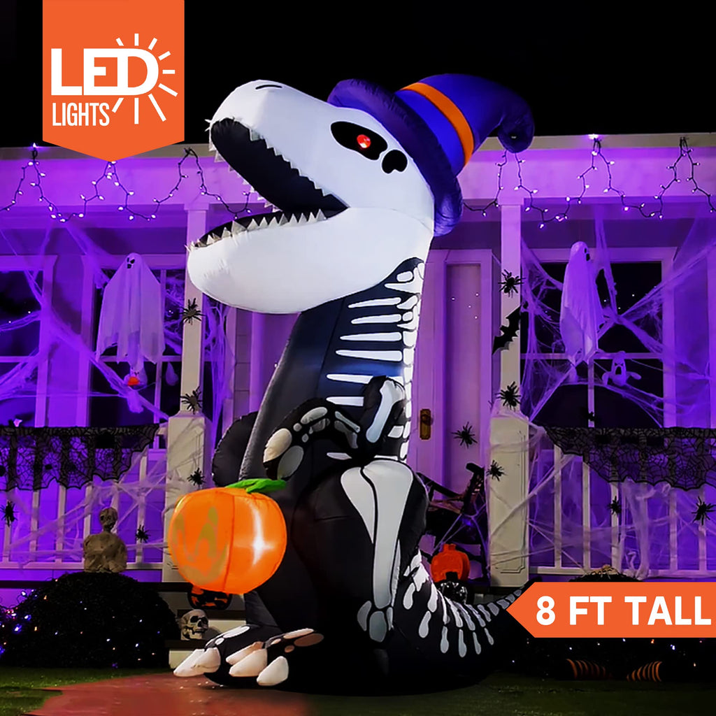 8 FT Inflatable Skeleton Dinosaur with Built-in LEDs P1592