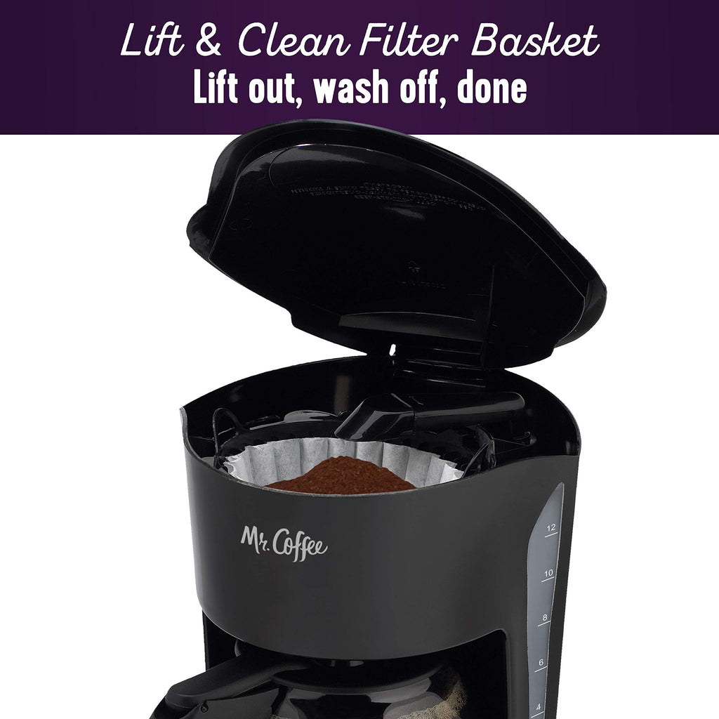 Black 12 Cup Coffee Maker with Glass Carafe H176
