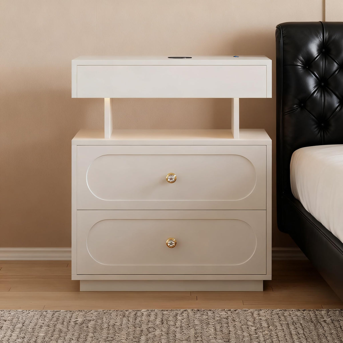 3-Drawer LED Nightstand with Light F2136