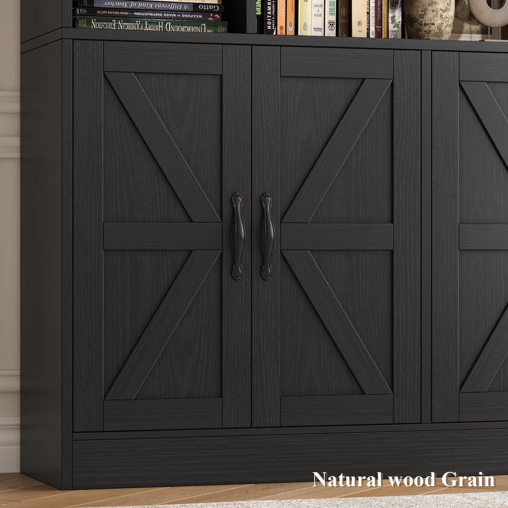 72" Tall Black Bookshelf with Storage K31290