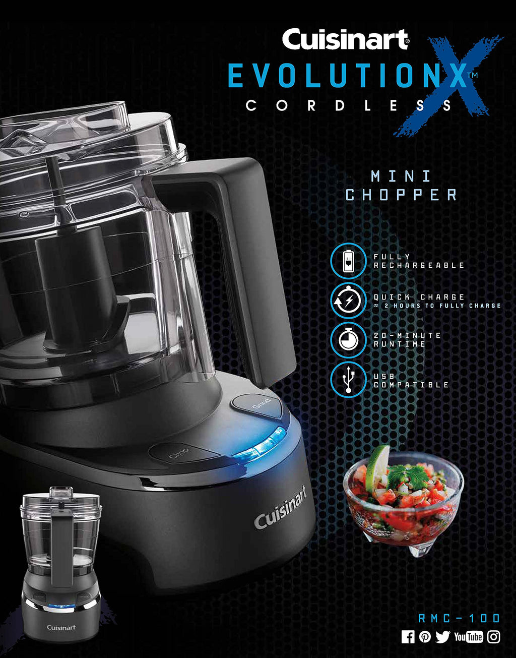 Mini Food Processor & Chopper, 4 Cup, Electric, Black P786249