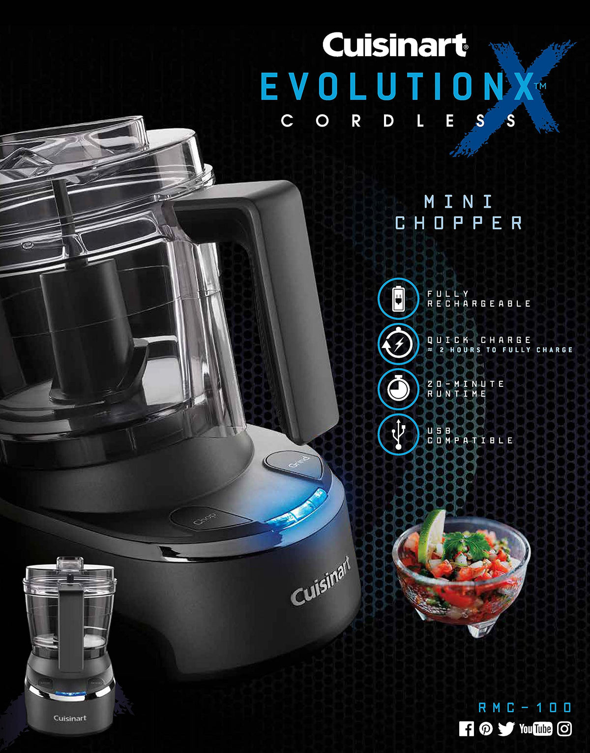 Mini Food Processor & Chopper, 4 Cup, Electric, Black P786249