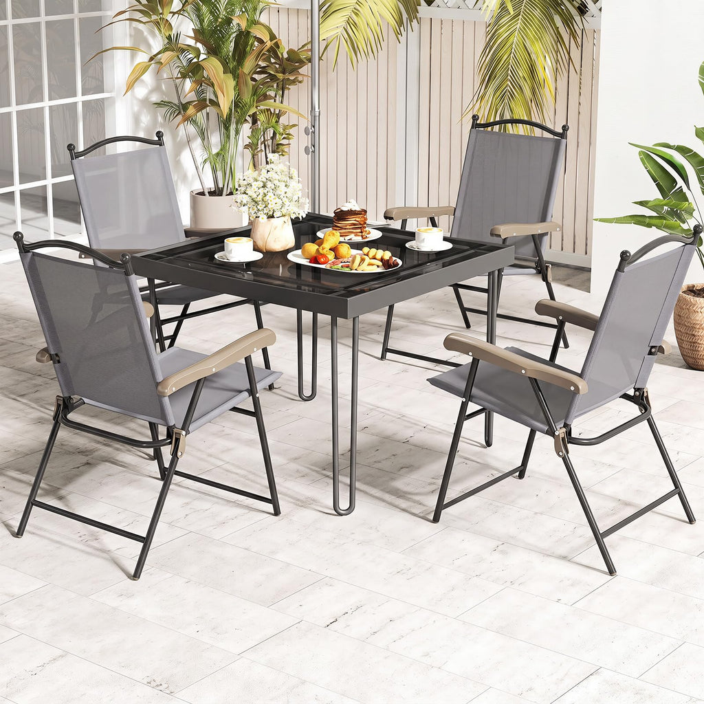Set of 2 Grey Patio Folding Chairs R3171