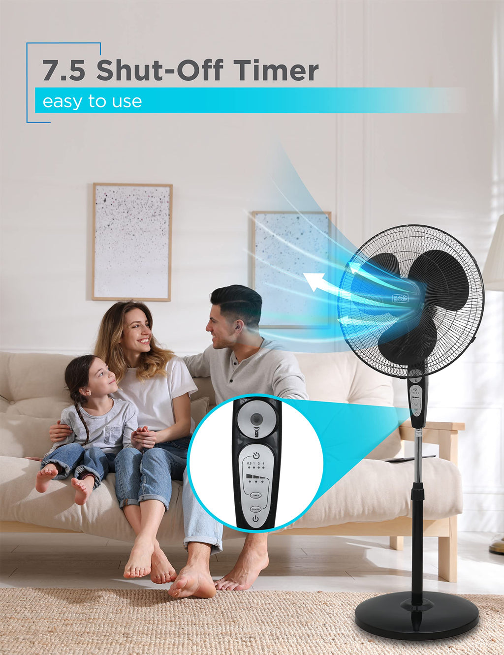 18" Oscillating Pedestal Fan with Remote, Black S730