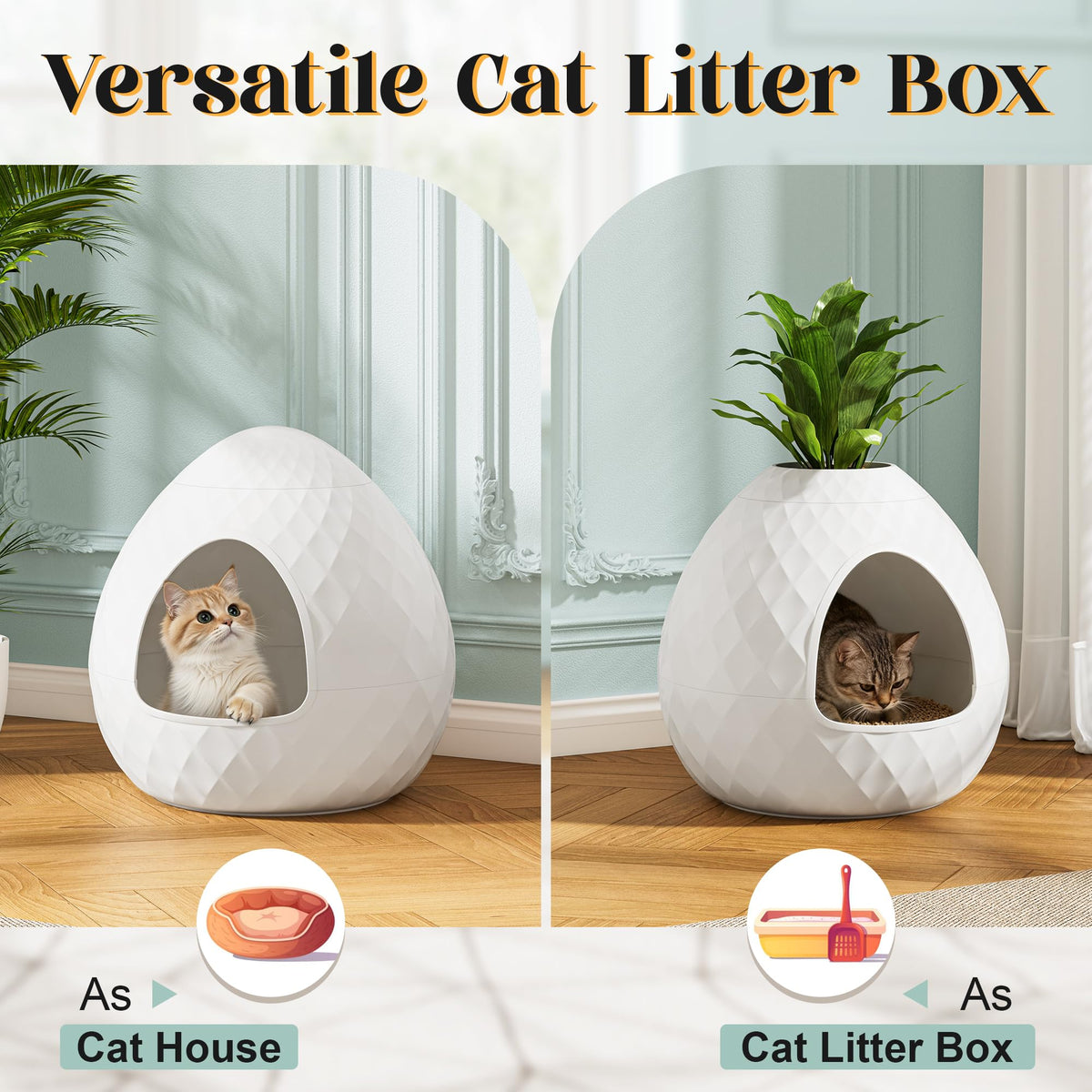 Enclosed Cat Litter Box with Lid Y94387
