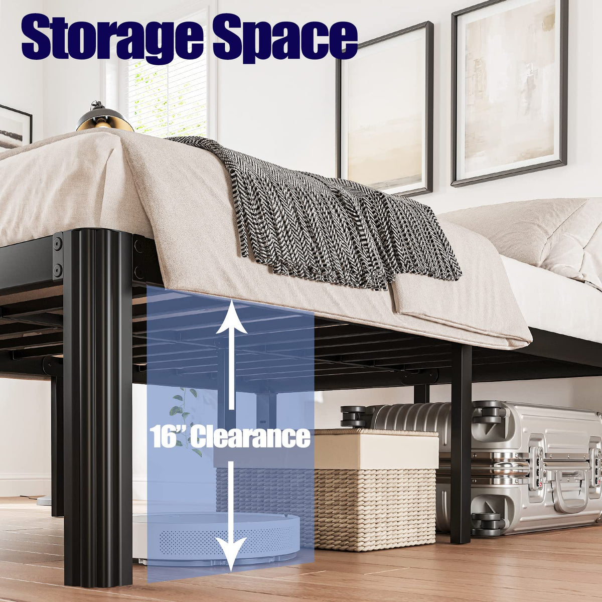 California King Heavy Duty Metal Platform Bed Frame with Round Corners C787826