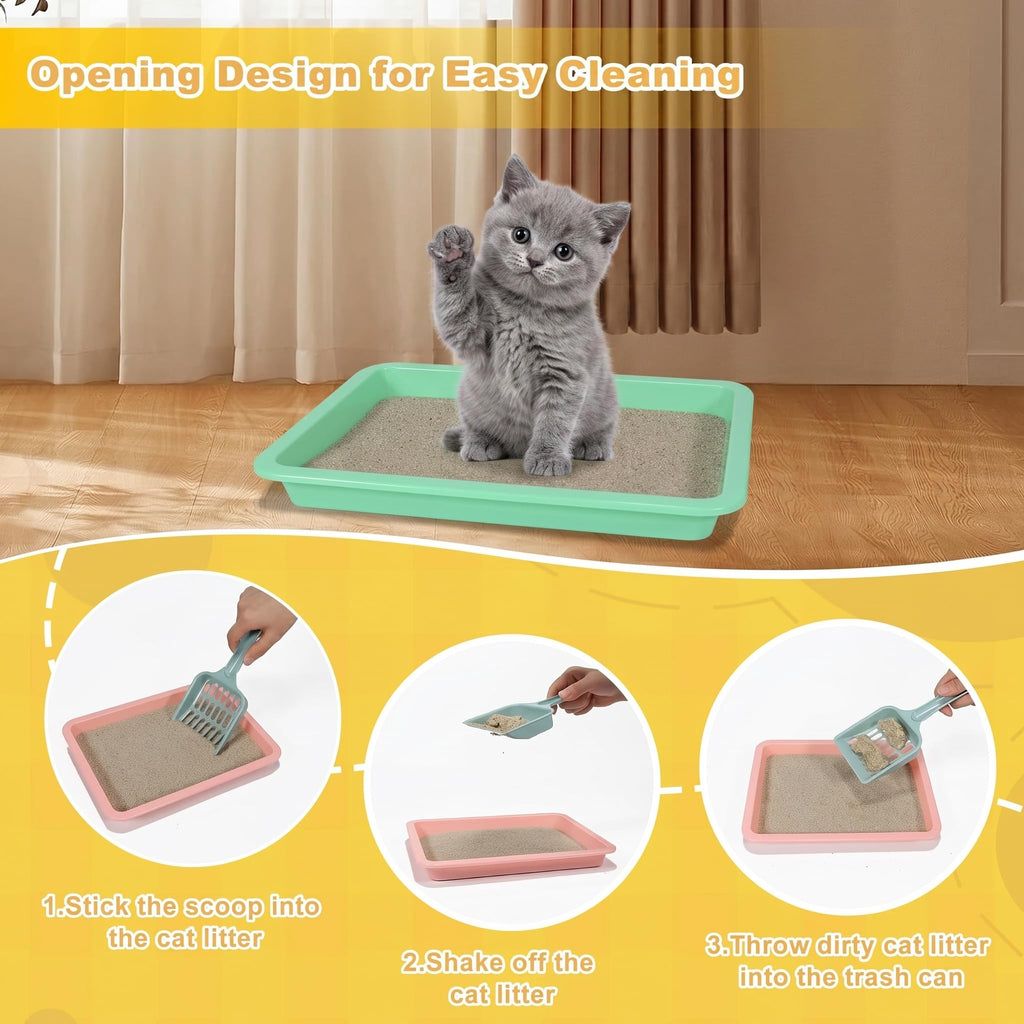 6 Pcs Low Entry Portable Litter Box with Scooper T4672