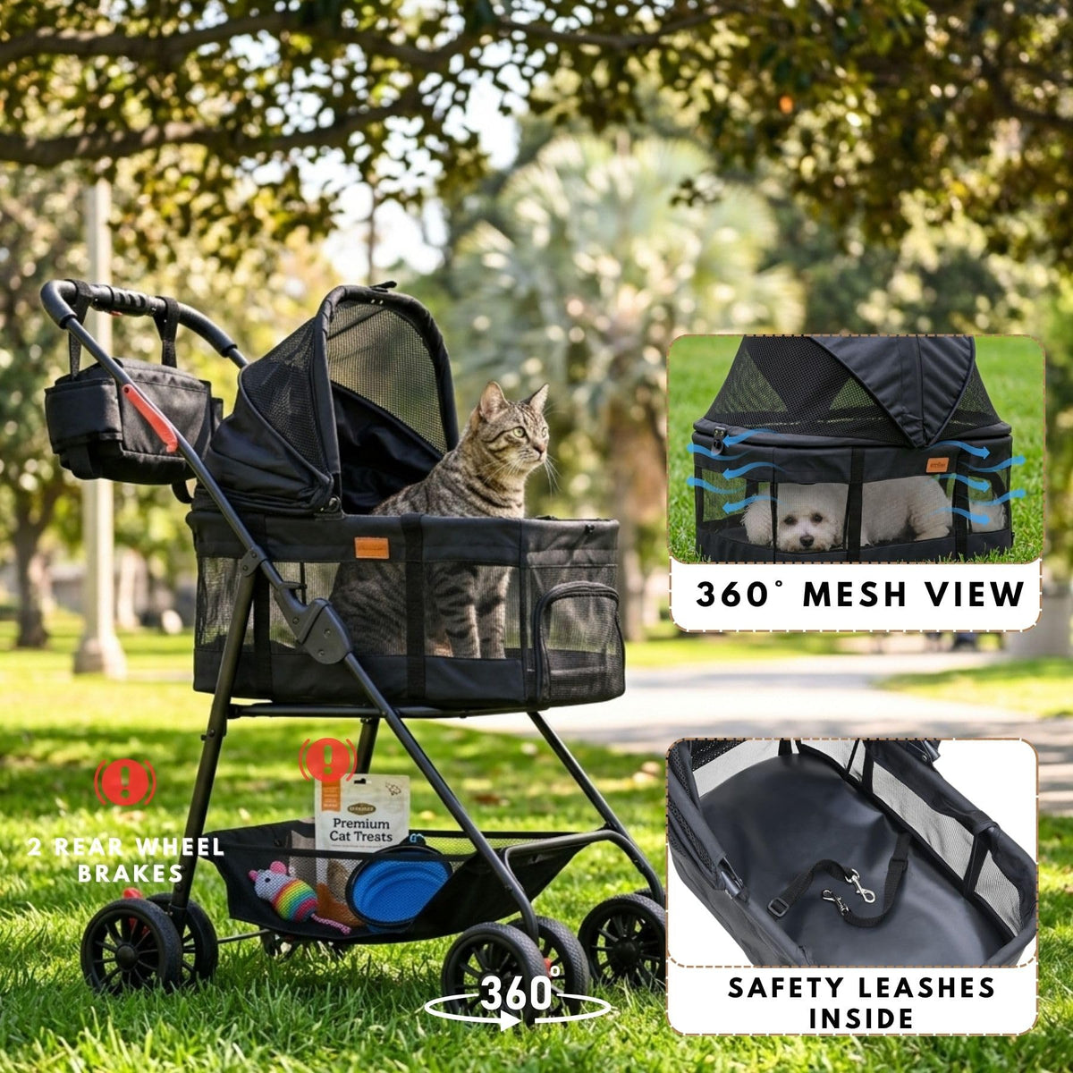 3 in 1 Pet Stroller with Detachable Carrier Y12498
