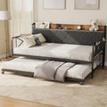Twin Daybed with Upholstered Headboard and Trundle, Black F6285