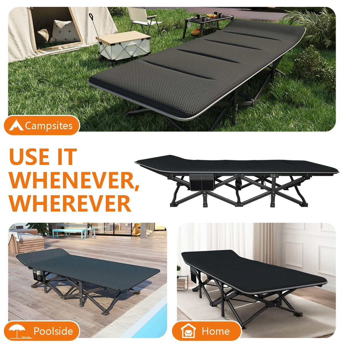31.5" Wide Camping Cot with Pad O725271