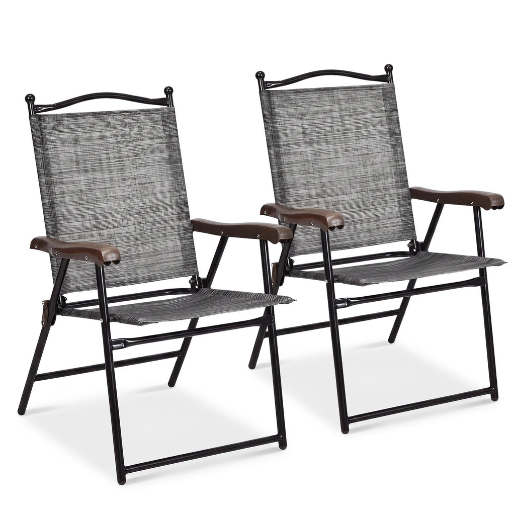 Set of 2 Grey Patio Folding Chairs R3171