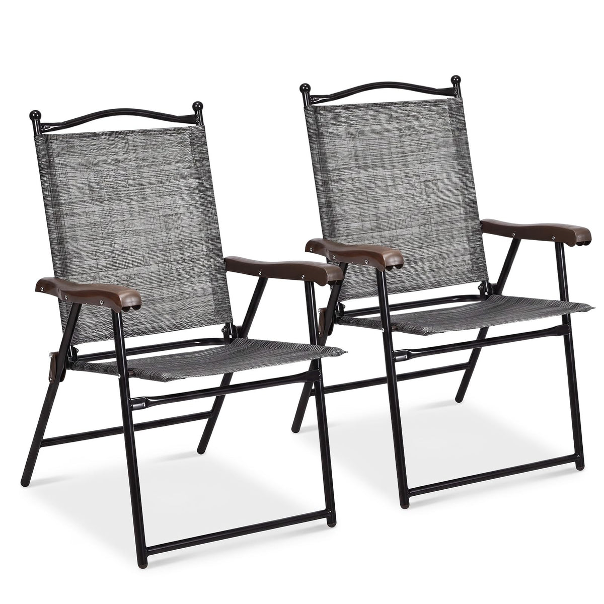 Set of 2 Grey Patio Folding Chairs R3171