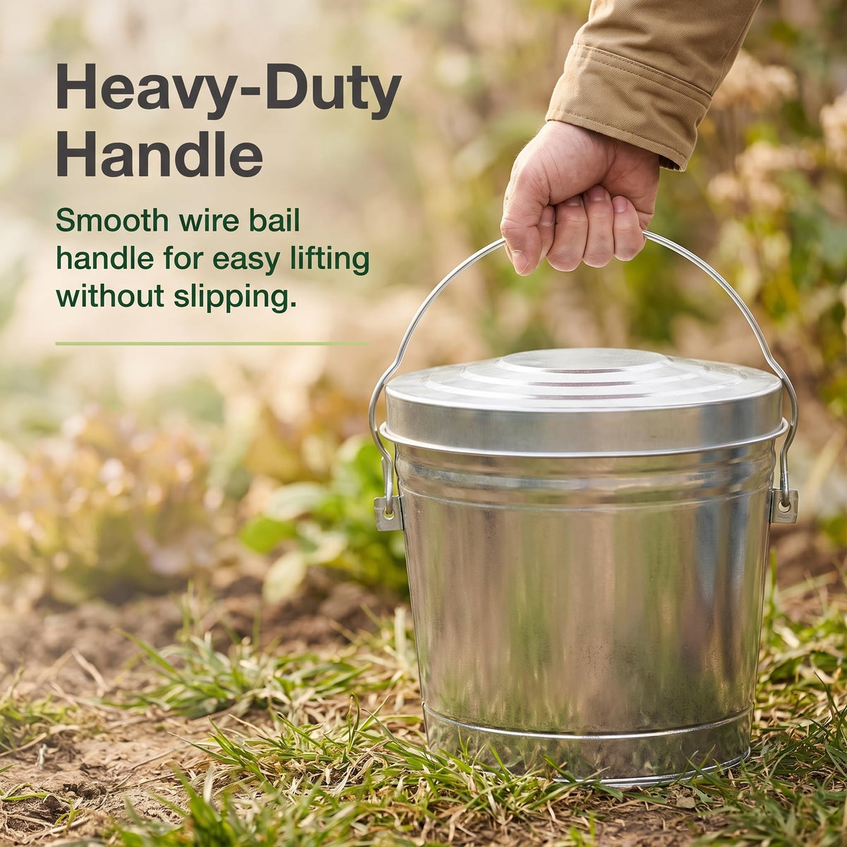 Galvanized Steel 6 Gallon Trash Can with Locking Lid T529
