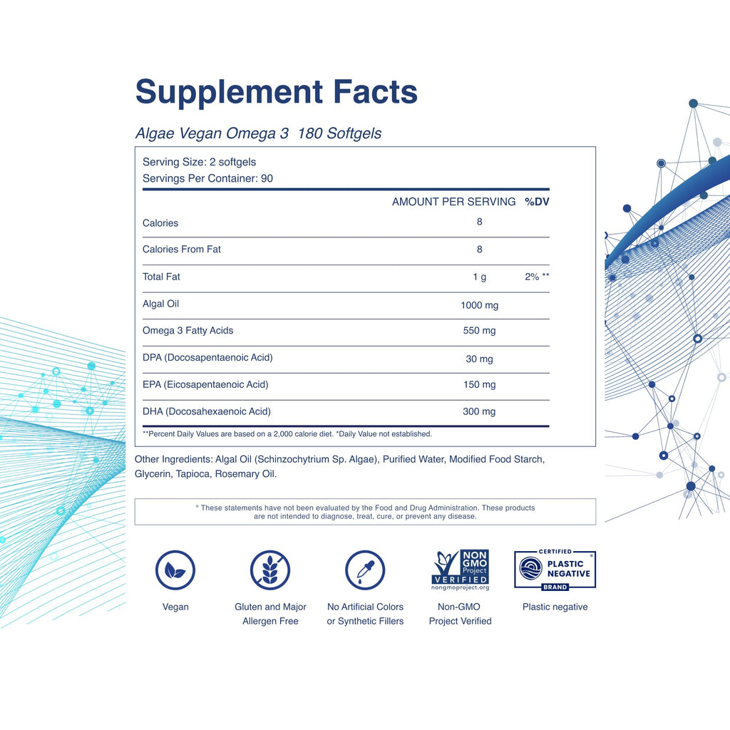 Vegan Omega-3 Softgels with DPA, DHA & EPA, 1000mg Y5904