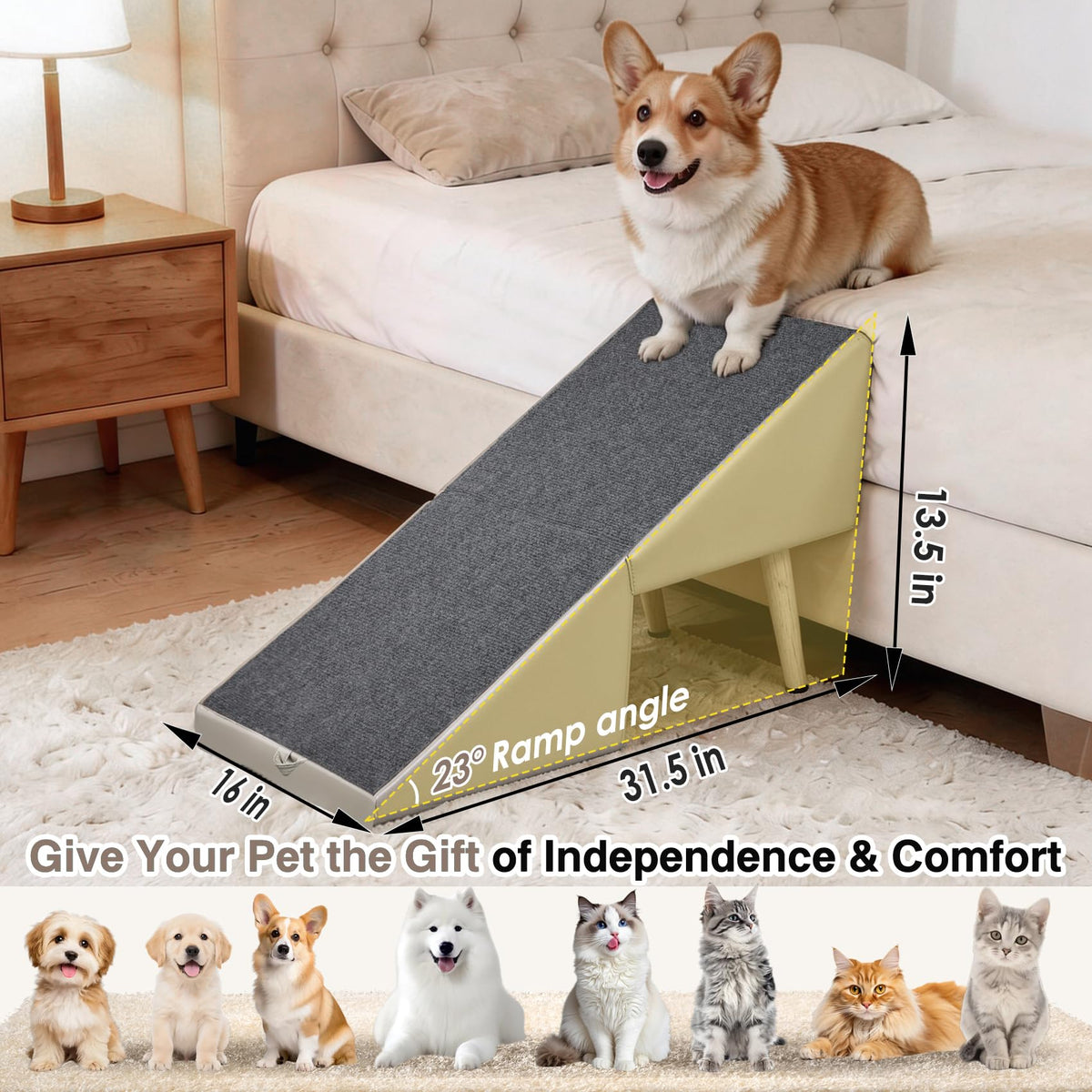 Foldable Non-Slip Wooden Dog Ramp Ottoman Y4295