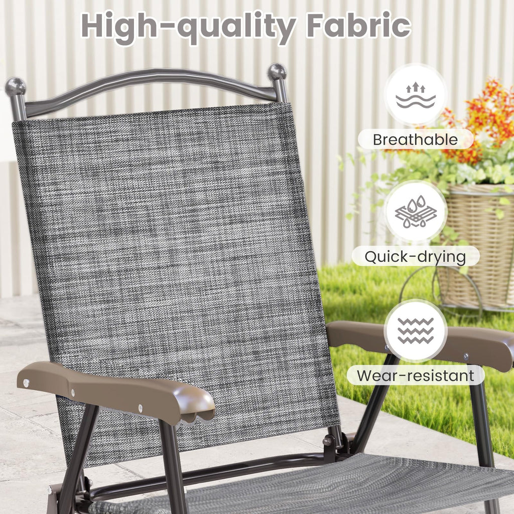 Set of 2 Grey Patio Folding Chairs R3171