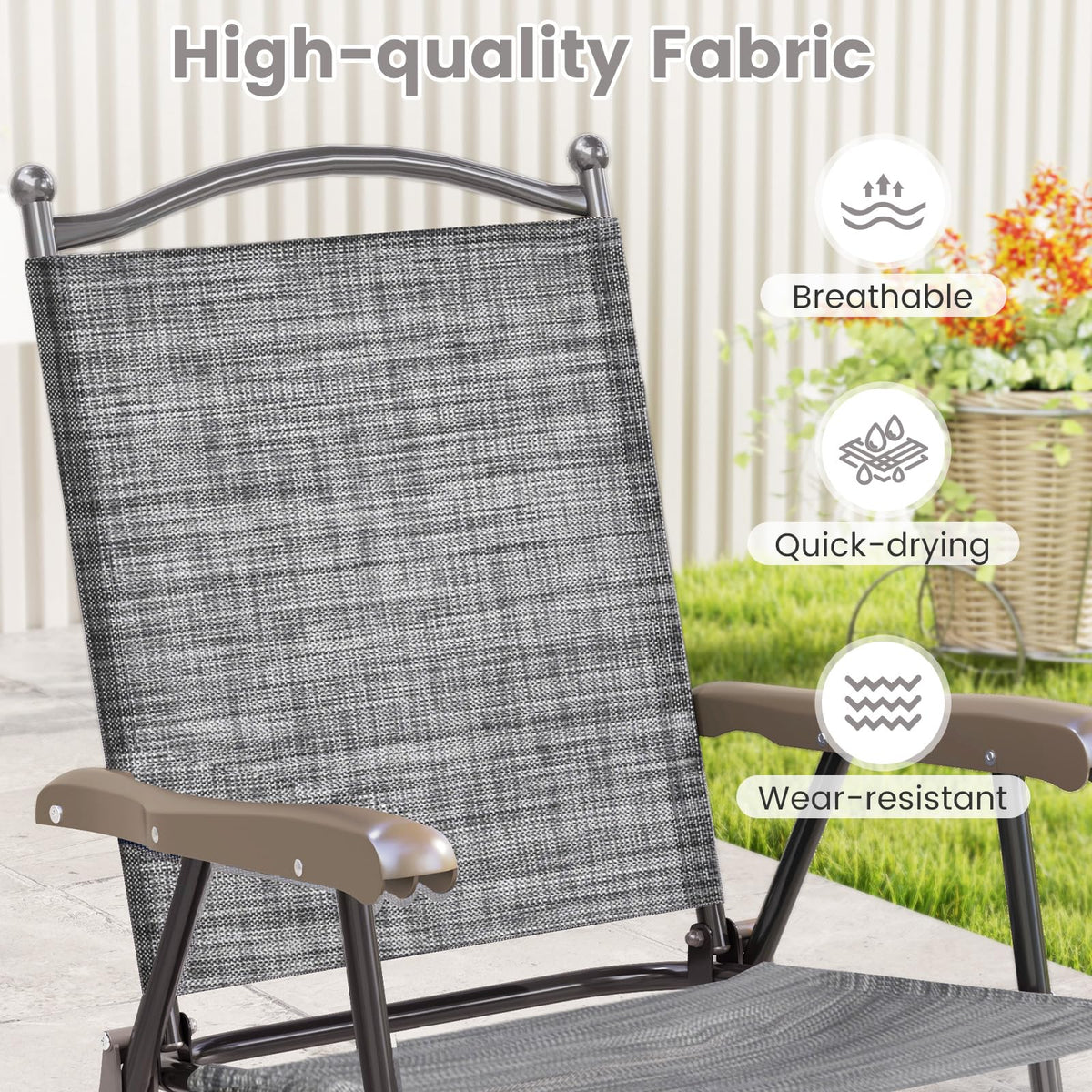 Set of 2 Grey Patio Folding Chairs R3171