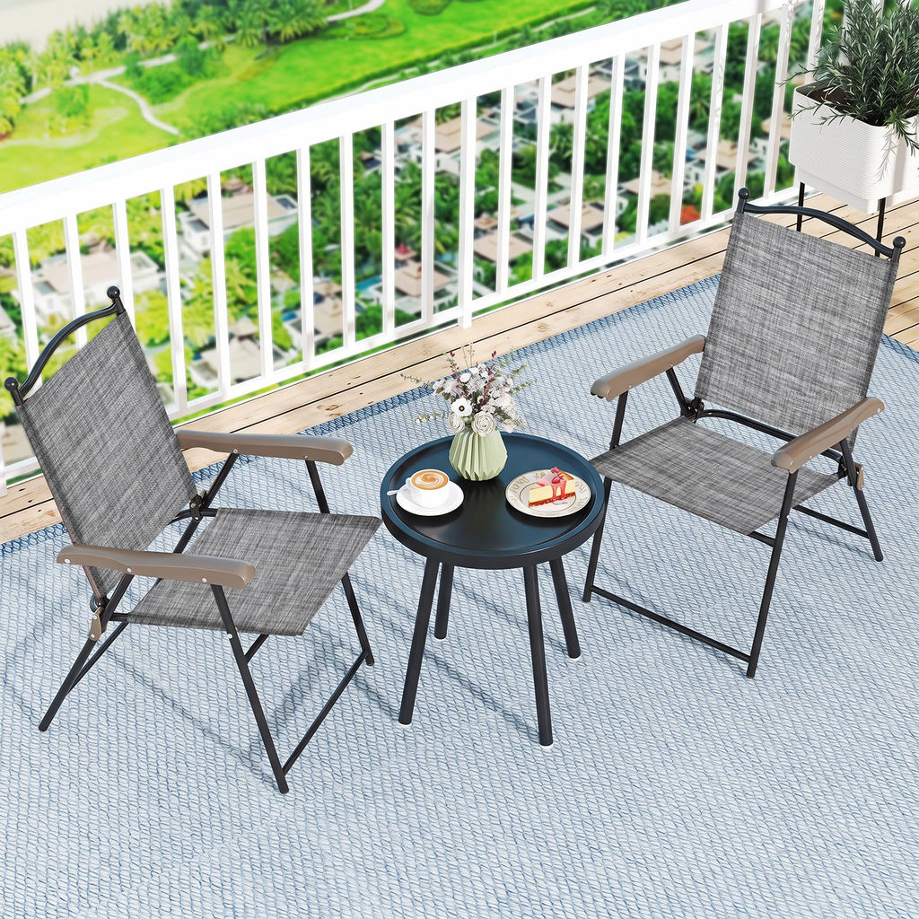 Set of 2 Grey Patio Folding Chairs R3171