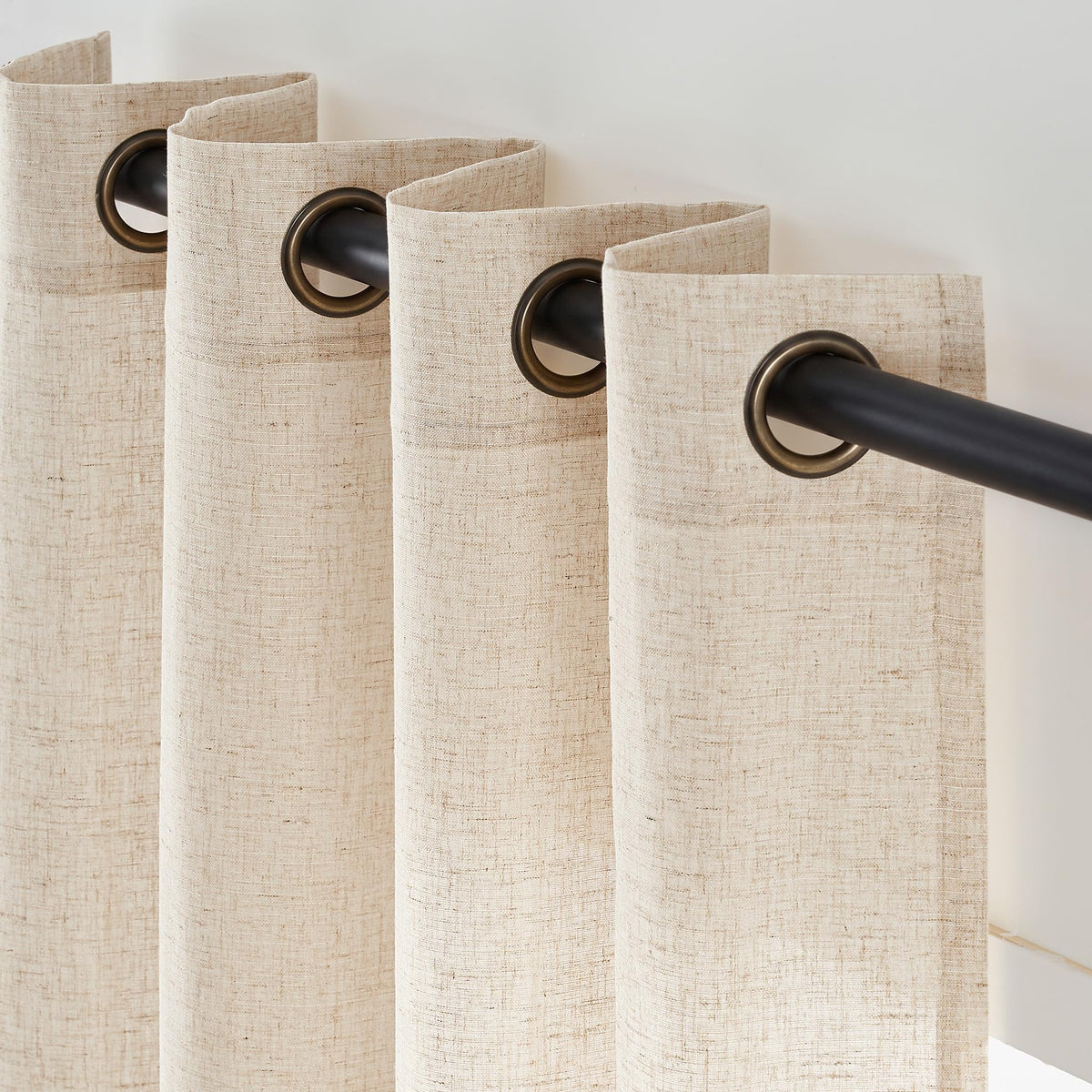 Linen Curtain 84 Inch Light Filtering Grommet 1 Panel Beige X8889